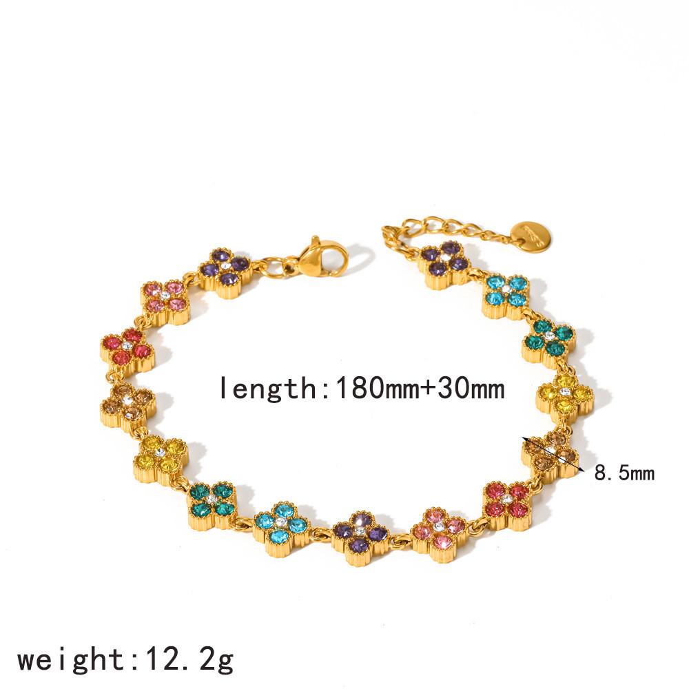Four Leaf Clover Necklace And Bracelet Set With Zirconia And Stainless Steel For Elegant Casual Wear