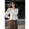 MOKANA Women's French Vintage Ruffle Long-Sleeve Blouse