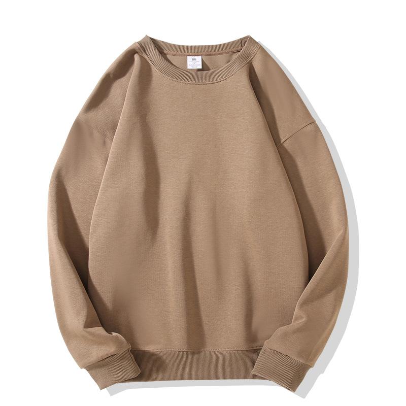Men's Sweatshirt Spring and Autumn Loose Casual Chinese Cotton Round Neck Sweatshirt Men's Pullover Long-sleeved Solid Color Bottoming Shirt