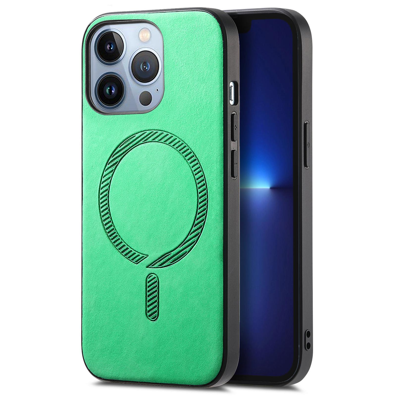 

Кожаный чехол-накладка для iPhone 13 Pro с поддержкой MagSafe, приятный на ощупь Green