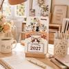 Floral Artwork 2027 Desk Calendar Wooden Base Monthly Desk Calendar  Home Office Decorative