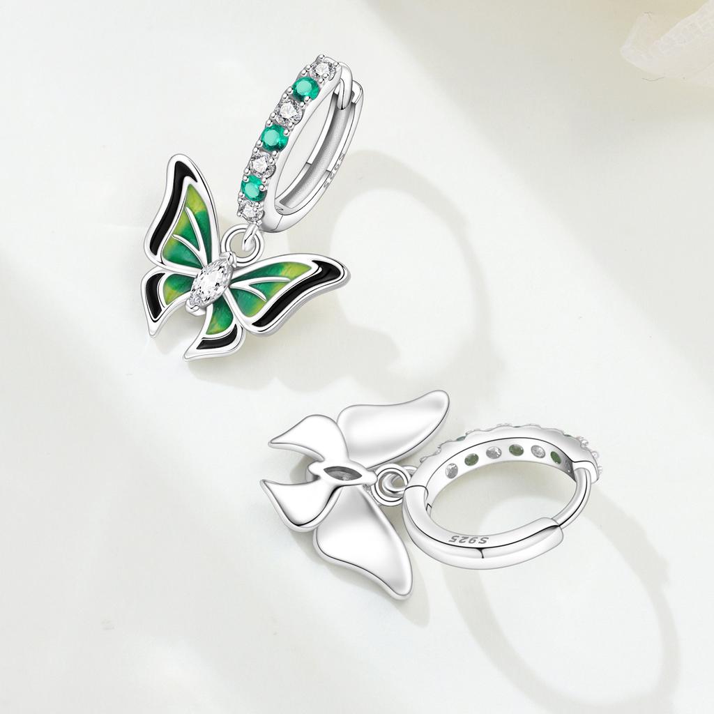 925 Silver Purple Butterfly Insect Drop Earrings Women Earrings Charm Trendy Jewelry Wedding Anniversary Gifts