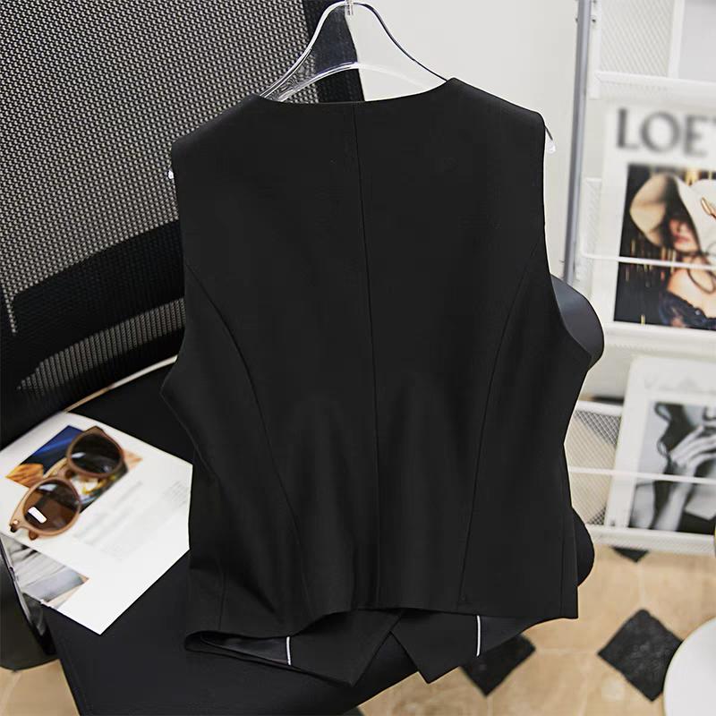 Moda Retro Francesa Chaleco Corto de Cintura Chaqueta para Mujer Verano Temperamento de Alta Gama Cuello en V Blanco Chaleco de Traje