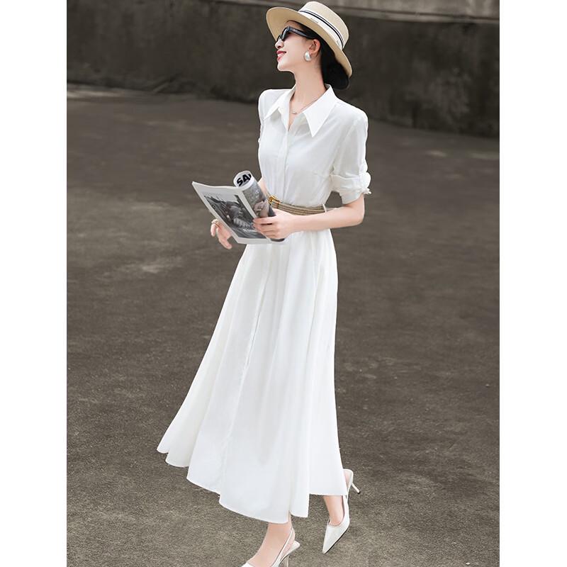 Damen Weißes Pendler-Hemdblusenkleid 2026 Sommerkollektion