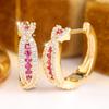 Brilliant Four Color Option Zircon Cross Twisted Hoop Earrings for Women Daily Wear and Party