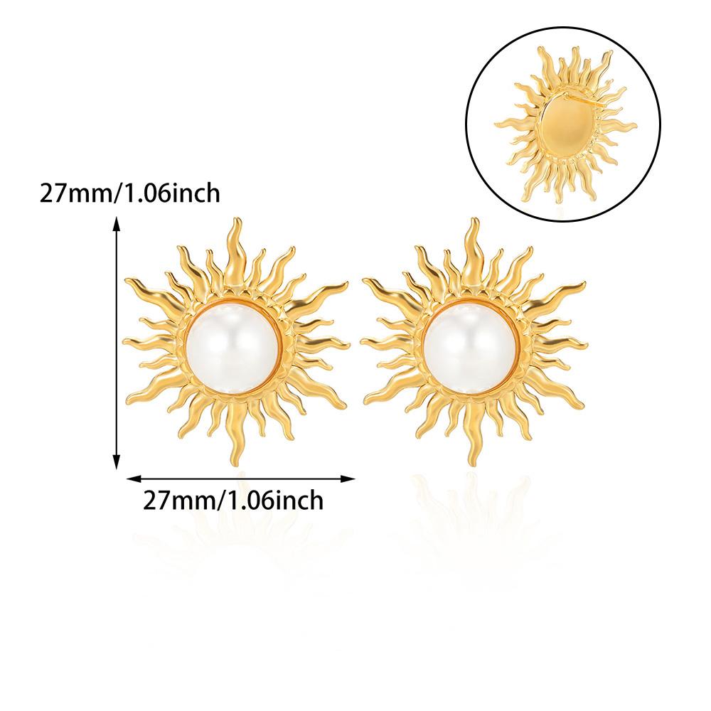 SunFlower Stud Earrings for Women Gold color Stainless Steel Elegant earrings Sun Geometry Jewelry Christmas Accessories Gifts