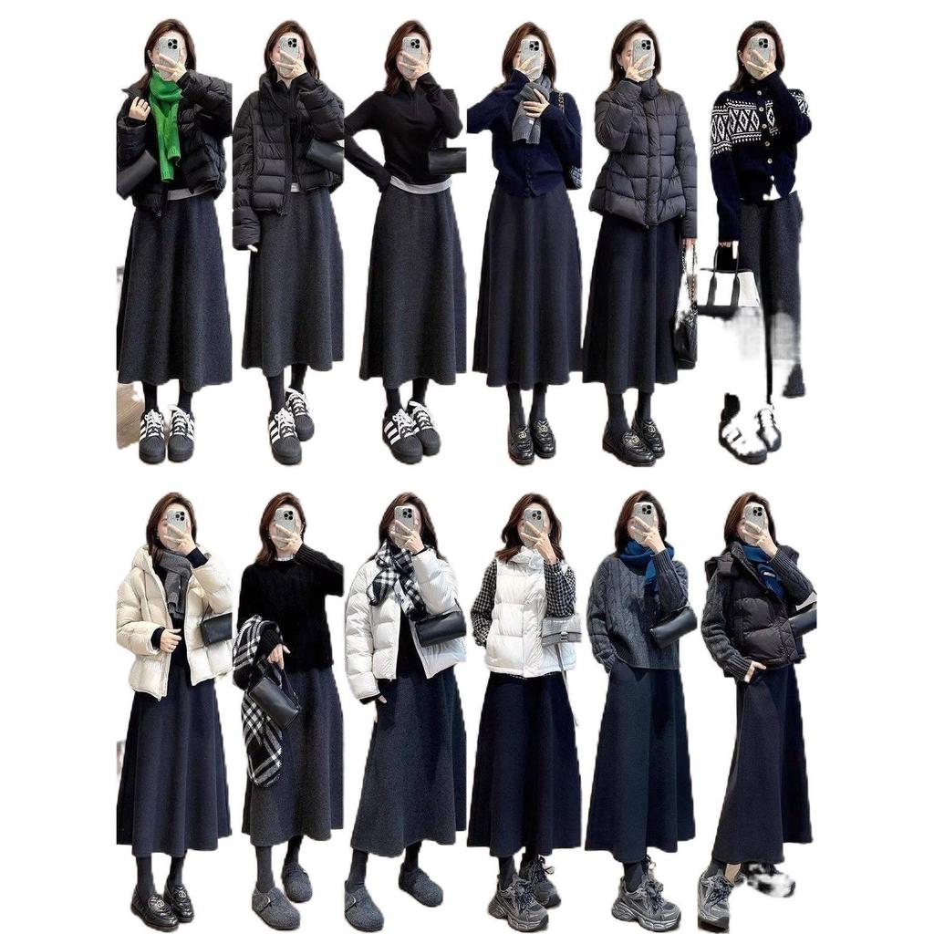 Elegant High-Waisted Wool Blend Midi Skirt – Minimalist, Warm, and Flattering Winter Style