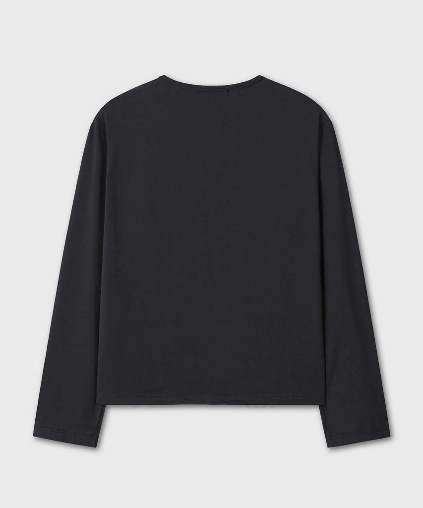 Beleun Regular Fit Cropped Cotton Long Sleeve (Black)