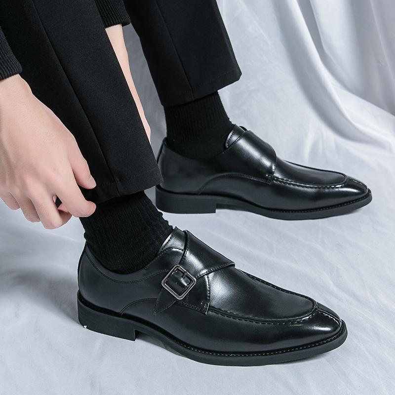 Fashion Sharp Pointed Leather Shoes for Men, Korean Version, Trendy British Style, One Foot Business Casual Formal Men's Shoes