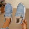 New plush and thickened wool cotton shoes for women's autumn and winter new warm one-pedal platform cotton shoes