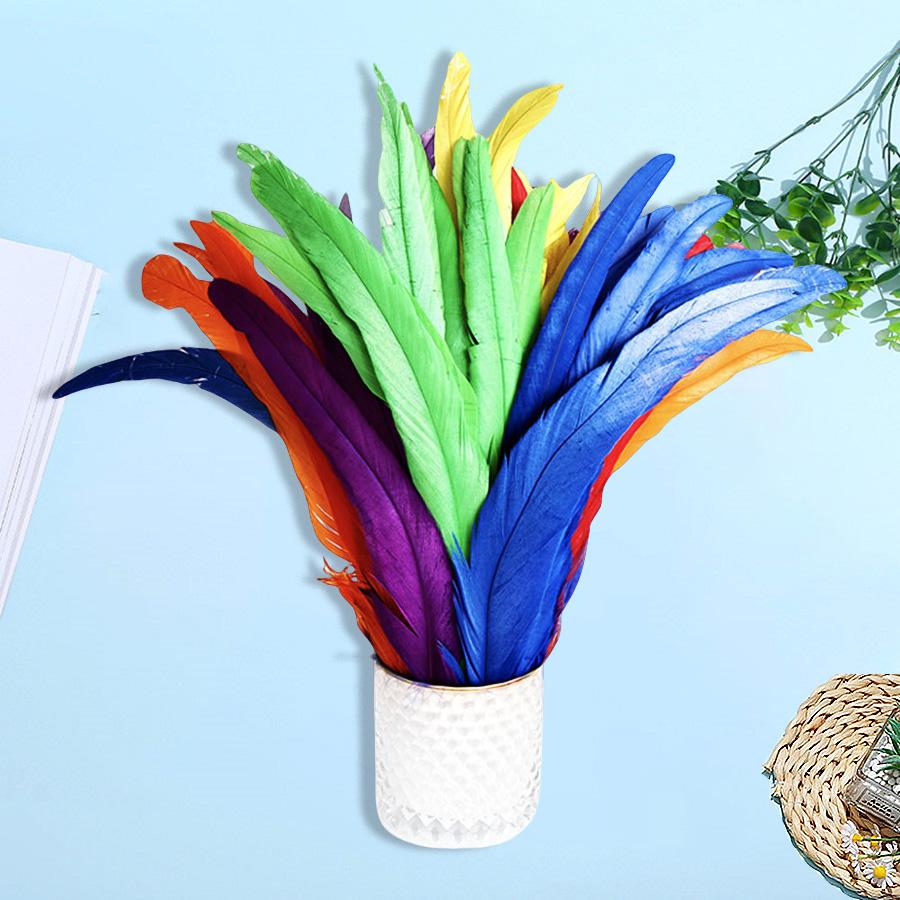 

20/100 шт. 25-30 см Сделай сам Петушиные перья Поделки Шитье Декор одежды Плюмаж Дом Вечеринка Женский перьевой головной убор Свадебные аксессуары 20Pcs