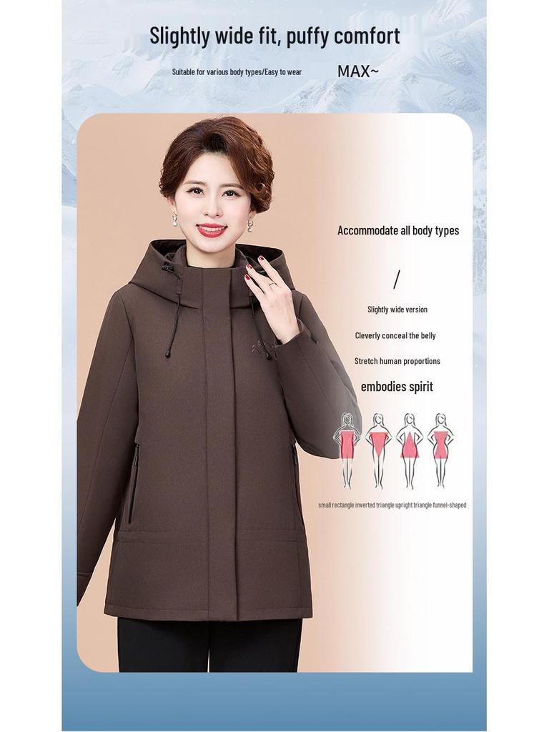 Damen Winterjacke in mittlerer Länge mit abnehmbarem Futter - Verdickter, warmer Daunenmantel für Mittelalte und Ältere