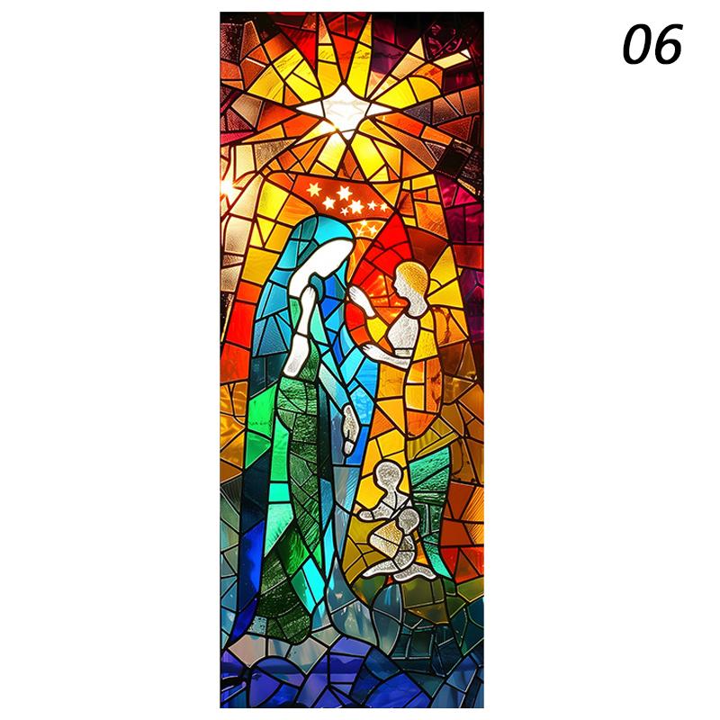 Europeisk Retro Kyrka Insynsskydd Fönsterfilm Färgglada Glasmålning Fönsterdekaler Ogenomskinliga Självhäftande Heminredning Konstdekaler