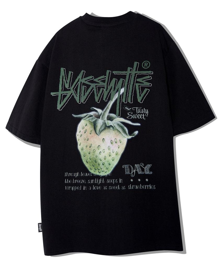 Yosemiti Strawberry Digital Print Short Sleeve T-Shirt Black Yt-3Y25