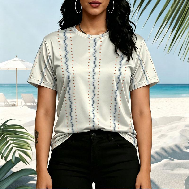 Women's Basic Short Sleeve T-Shirt, Minimalist Polka Dot Soft Top Casual Daily Wear for Outdoor Outings & Girls' Gatherings