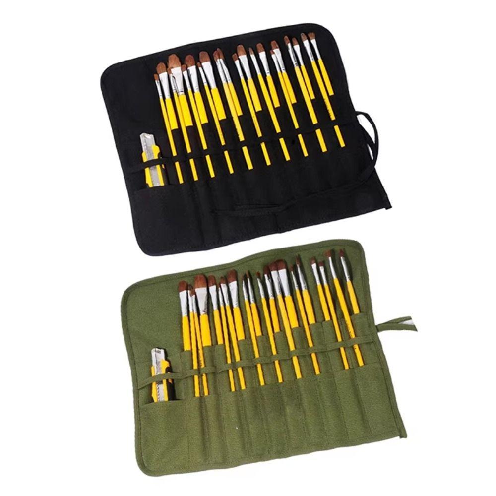 Portable Painting Brushes Storage Bag 22 Slots Roll Up Pen Bag  Desk Accessories