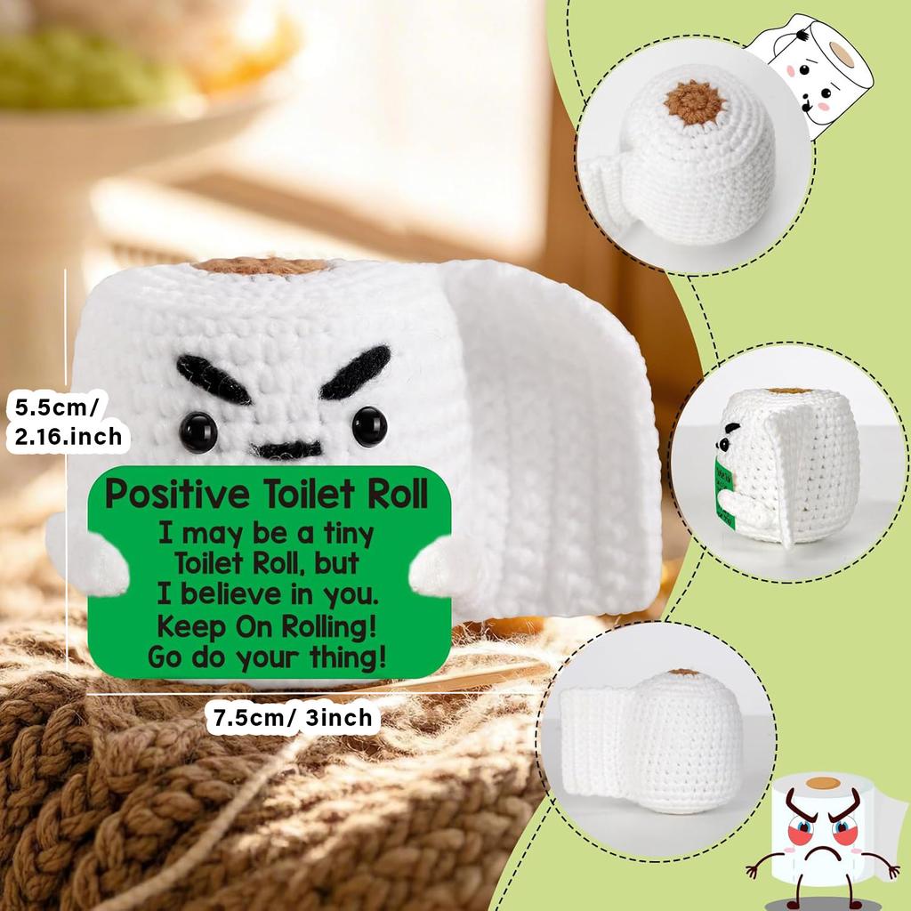 Mini Positive Potato Funny Avocado Duck Cute Knitted Crochet Doll with Card for Women Men Mom Dad Friend Birthday Cheer Up Gifts