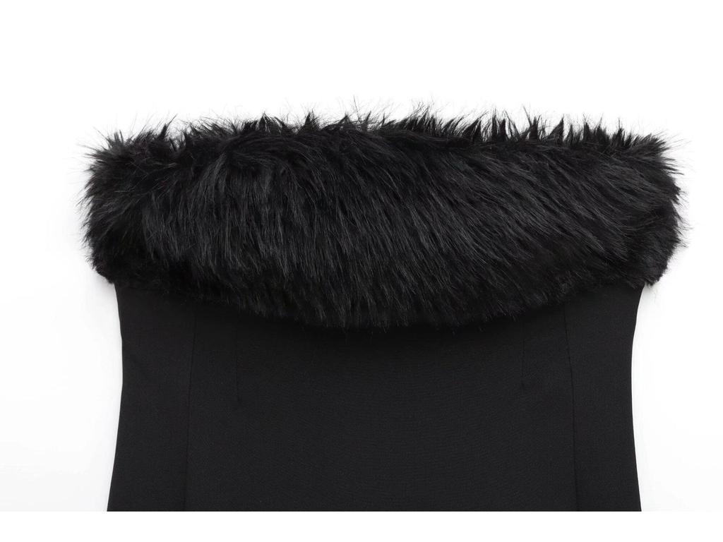 2024 Winter Women's European & American Style Slimming Faux Fur Mid-Length Skirt