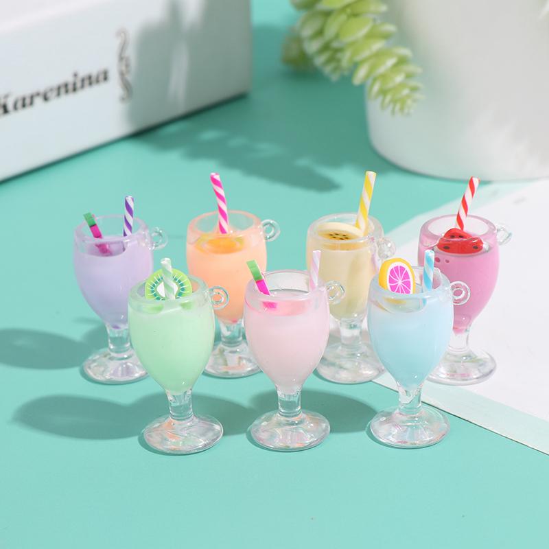 5 Stück Miniatur-Puppenhaus Entzückender Harz-Milchshake Saft Süßigkeiten Zucker Eiscreme Rollenspiel Essen für Rollenspiel Küche Dekoration Spielzeug