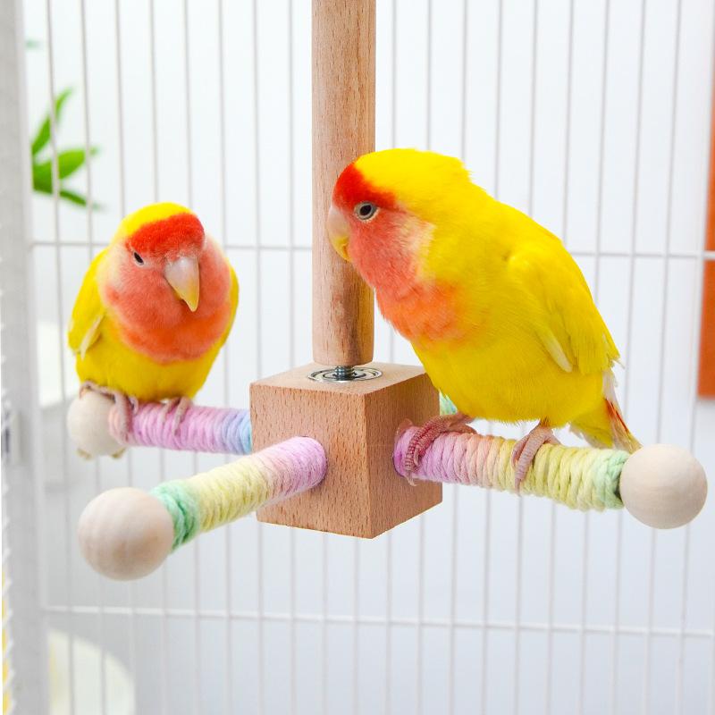 Colorful Spinning Parrot Stand Chew-Proof Toy Interactive Play Perch Entertaining Cockatiel Swing Stimulating Foraging Climber