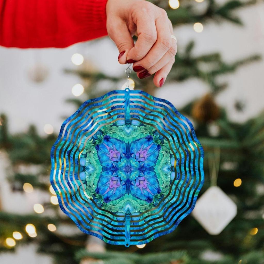 Hanging Wind Spinner 10 Inch with 360 Hook Vibrant Blue Green Purple Metal Art Chime for Garden Patio Balcony Decor All Season Gift