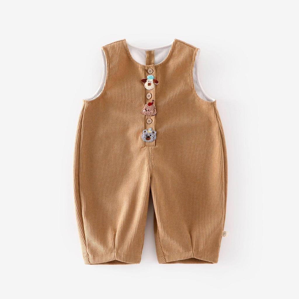 Jesień 2025 Dziecięce Ogrodniczki z Kreskówkami: Modne, casualowe spodnie chłopięce w koreańskim stylu