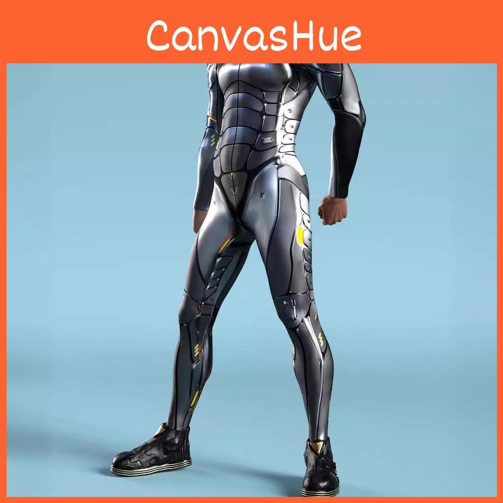 Cosplay Adult Halloween Jumpsuits With Mechanical Print For Character Play