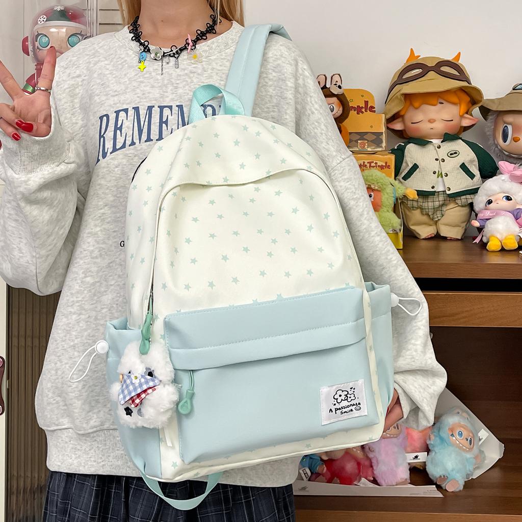 Schoolbag a junior high school bag student ins large capacity star backpack fresh and cute lightweight versatile backpack