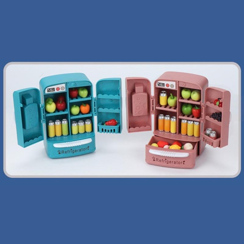 Tiny Simulation Refrigerator For Doll house collector Safe Friendly ABS Construction Enhances Pretend Play Scenarios