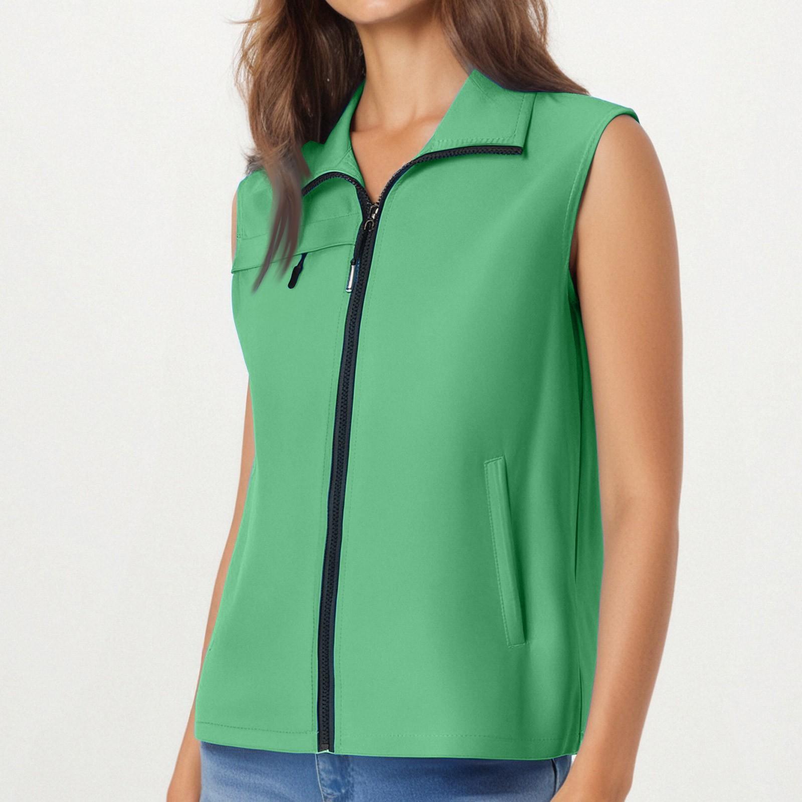 

Женский повседневный спортивный жилет без рукавов, однотонный, на молнии, с воротником-стойкой M