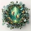 VANRISEN Vintage Fairy Forest Round Metal Tin Sign Fantasy Animal Plant Wall Art Kids Room Garden Porch Decor