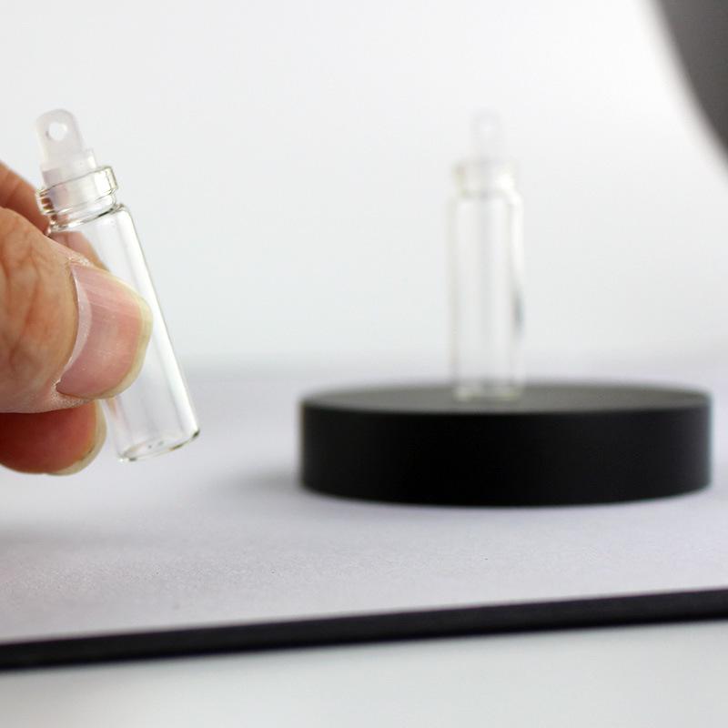 1mL Drift Bottle: Wood Stopper, Glass, Aluminum Lid – Creative Mini Wishing Bottle for Decor.