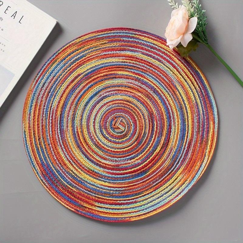 Placemats for Dining Table 1 PC Linen Non-slip Ironing Placemat Teacup Mat Round Plate Mat Flower Mat Kitchenware