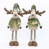 Cross-border Reindeer Plush Toy: Green Fabric Fawn Christmas Ornament for Hotel Window Display