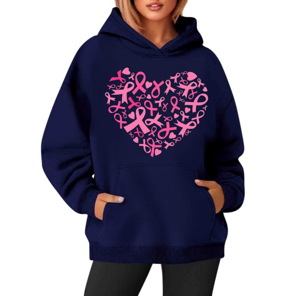 Women's Round-Neck Long-Sleeved Printed Top Hooded Sweatshirt