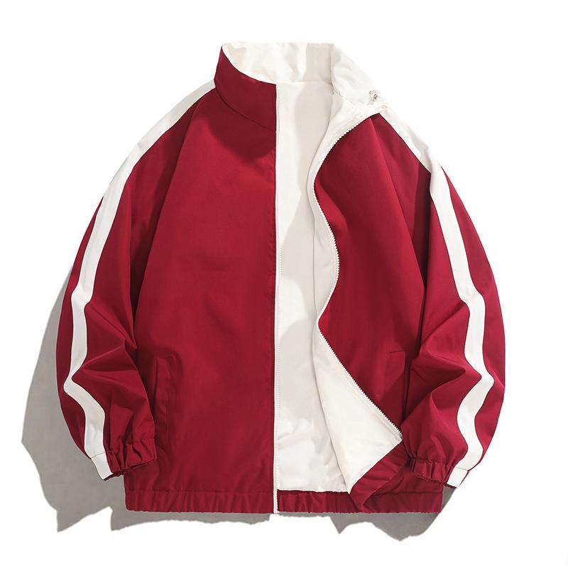

Весенняя новая двусторонняя куртка со стойкой воротником для мужской ретро-универсальной свободной повседневной куртки-коуч для поездок на работу 3XL