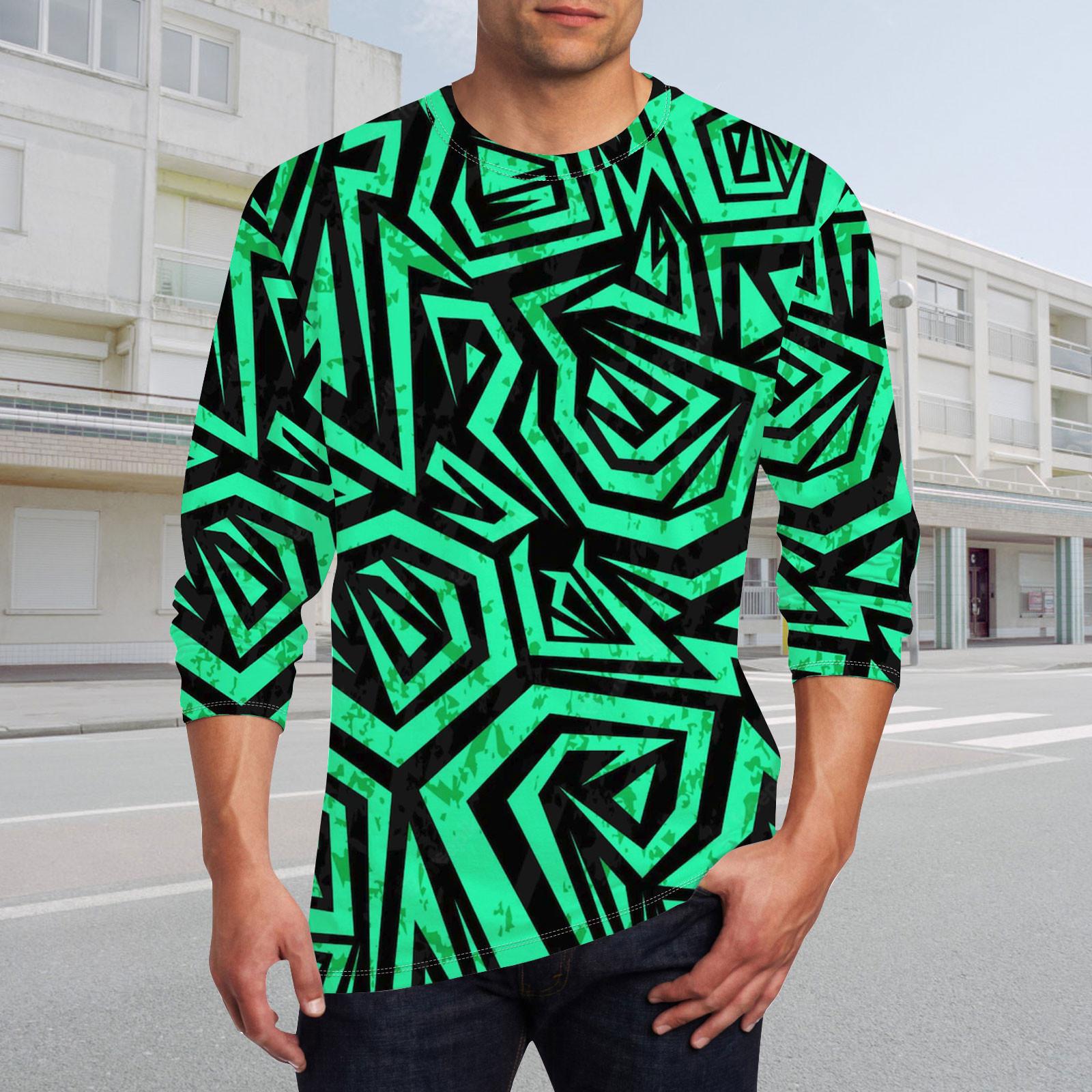 

Муж. Футболка Круглый вырез Одежда Одежда На открытом воздухе Длинный рукав С принтом Модельер Винтаж M зелёный