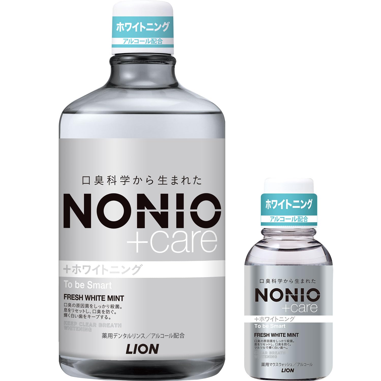 NONIO Plus Whitening Dental Rinse Fresh White Mint Quasi-drug 1000ml + Mini 80ml Liquid Toothpaste Kills Bad Breath Bacteria
