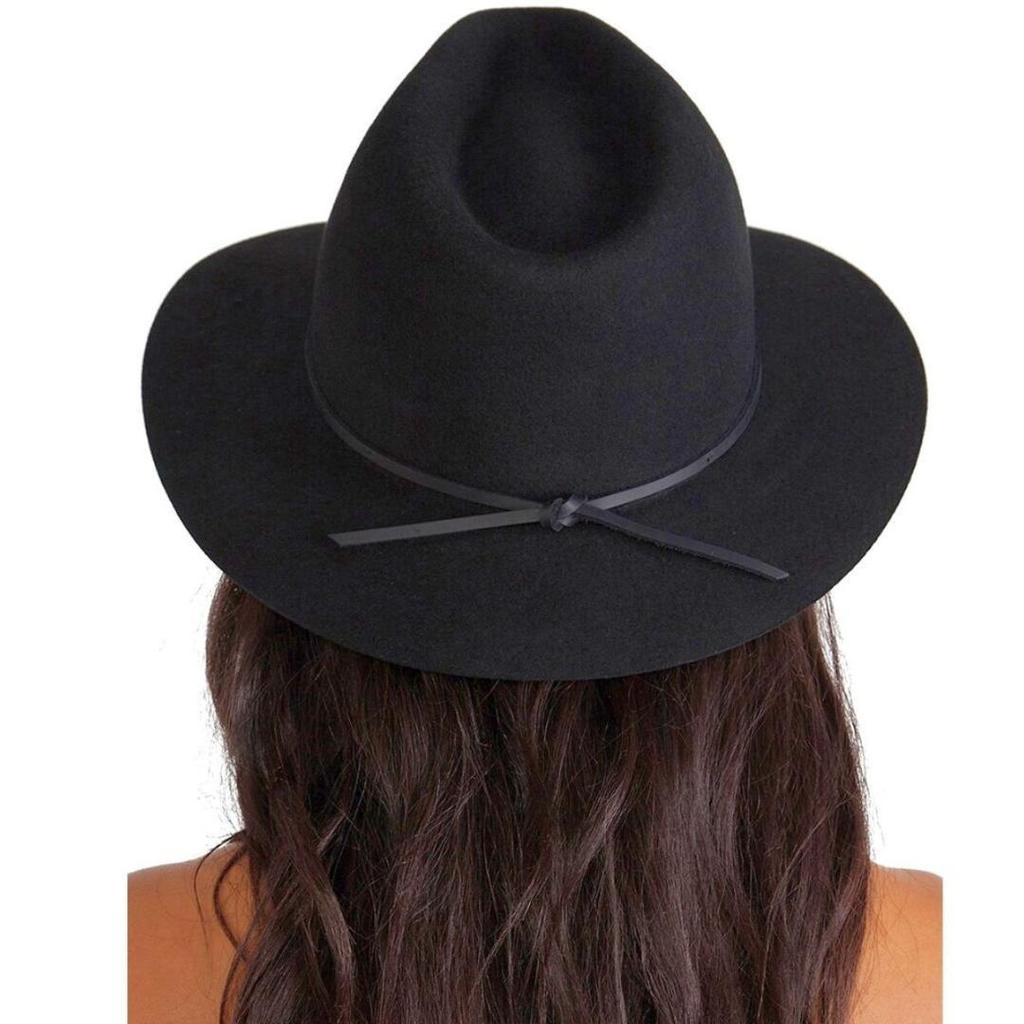 Used Brixton Black Wool Fedora Hat Centerfold Hat S