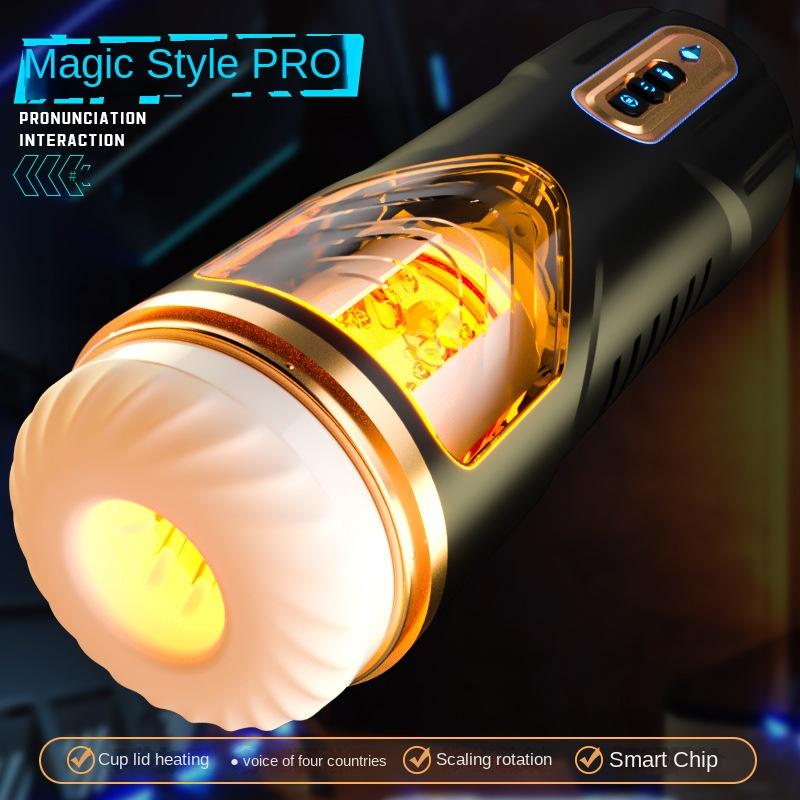 Real Vagina Pussy Heated Automatic Masturbator Male Telescopic Rotating Masturbation Cup Adult Sex Toy Shop for Men Sexy Machine