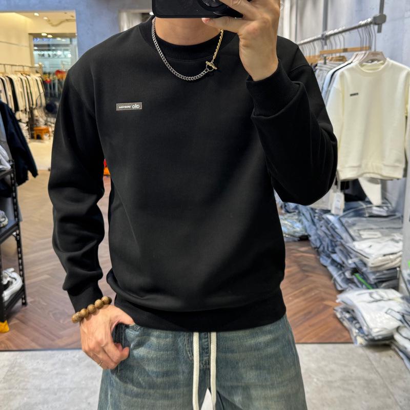

Men s Round Neck Hoodie 2025 Autumn/Winter Plus Velvet Thickened Warm Solid Color 3XL (Recommended for 87.5-95 kg)