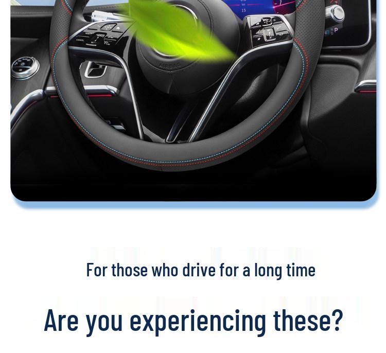 Geely Haoyue Pro Genuine Leather Steering Wheel Cover, Ultra-thin, Anti-slip, Sweat-proof, All-season Universal Fit