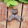 European Rustic Retro Industrial Cast Iron Kitten Whiskers Double Hook Wall Decor