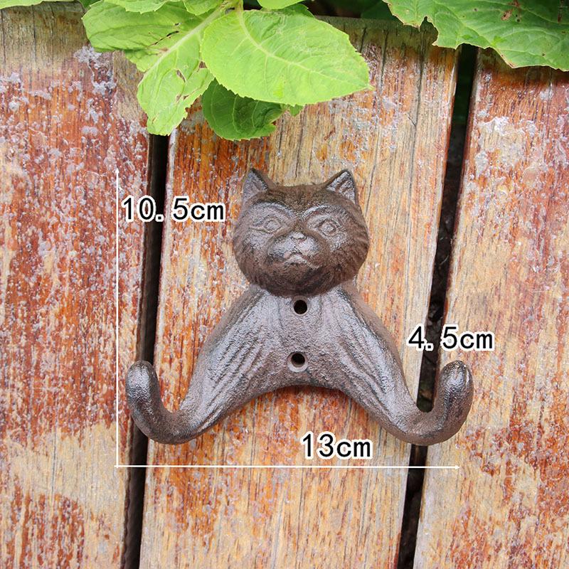 European Rustic Retro Industrial Cast Iron Kitten Whiskers Double Hook Wall Decor