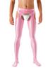 Mens Glossy Mid Waist Pantyhose Elastic Waistband Crotchless Cutout Design Skinny Leggings Sheer Clubwear Tights
