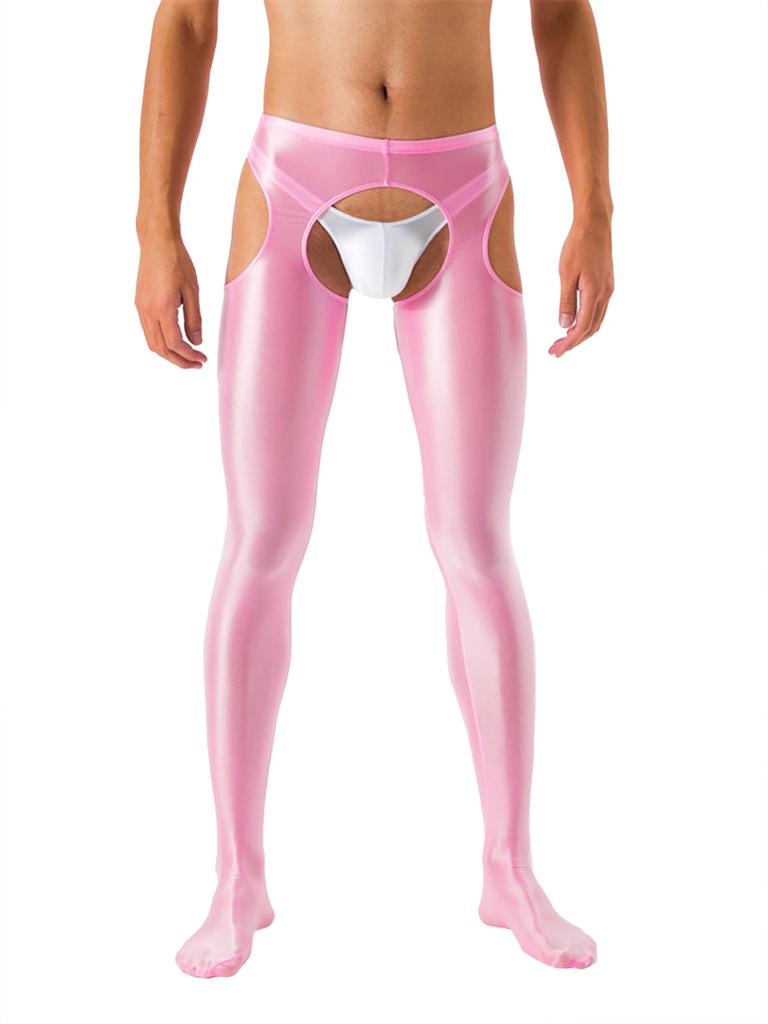 Collant Uomo con Taglio a Forcella Senza Cavallo Collant Lucidi a Vita Media Leggings