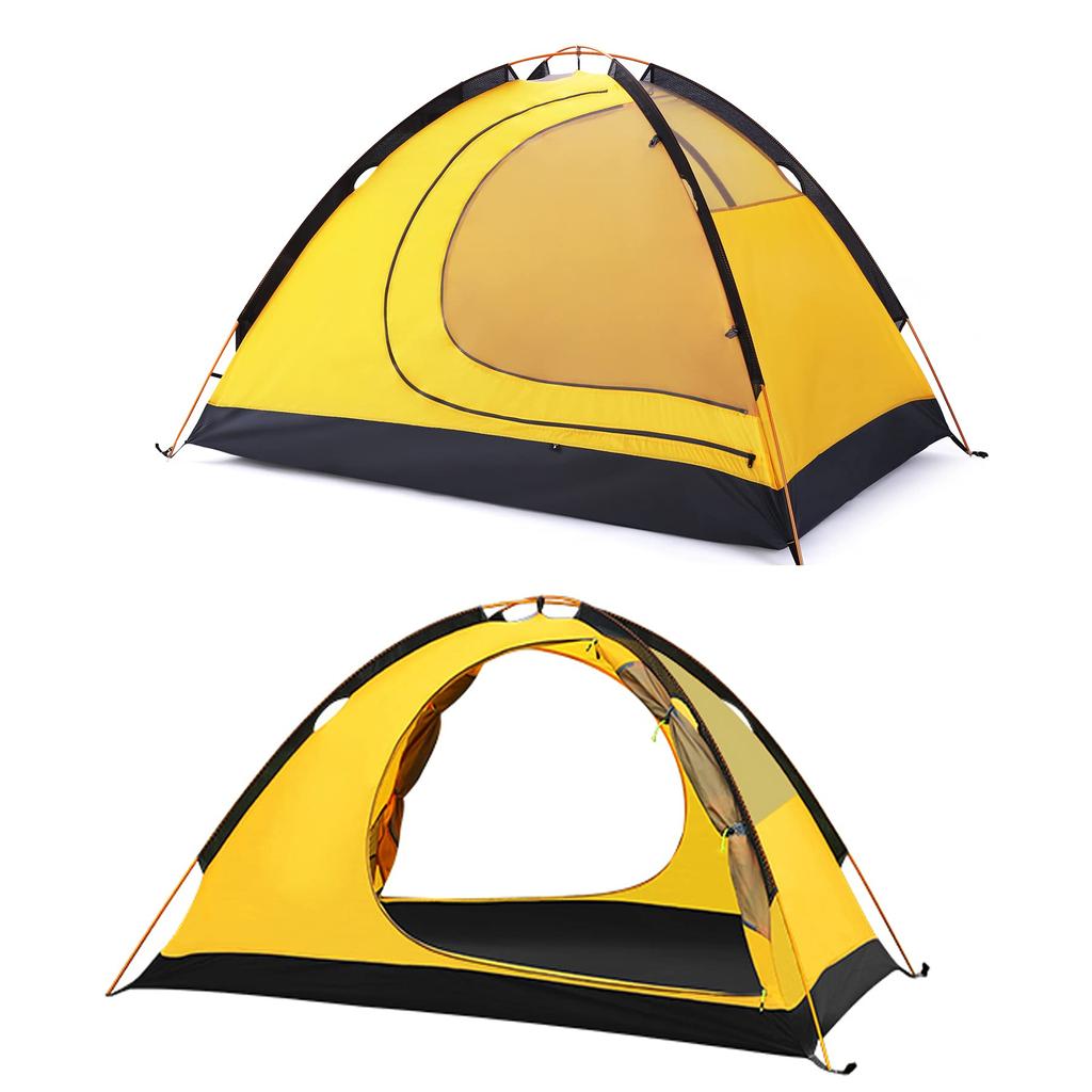 GEERTOP 2 Person Solo 4 Double Water Pressure Resistance Mountaineering Tent with Cold Easy Yellow Tent, Tent, Lightweight, Seasons, Layer, 5000MM,