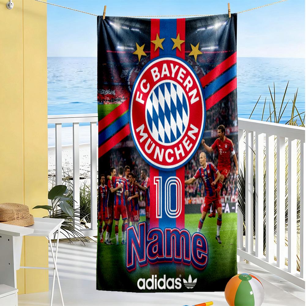 Fc Bayern Munich Fan Art Customized Name Beach Towel High Absorbency & Quick-Dry
