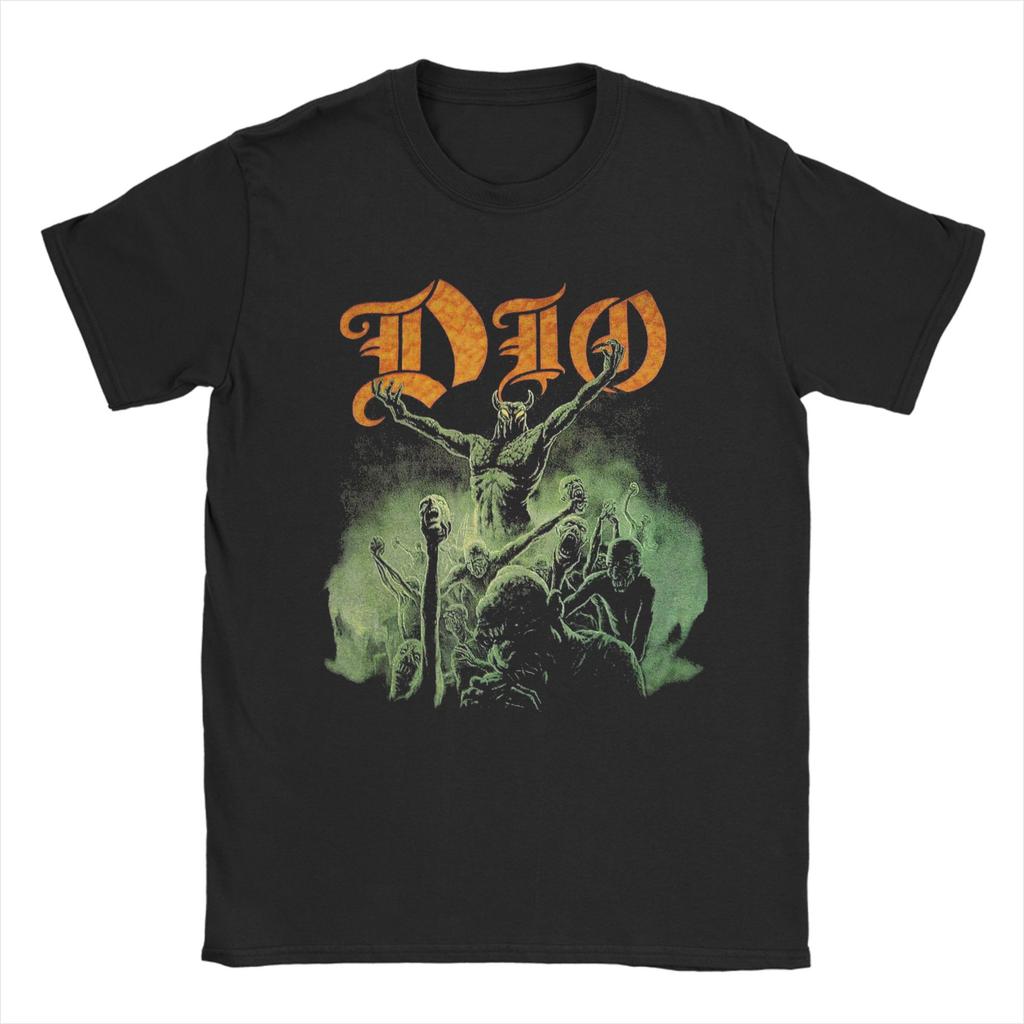Men TShirt Dio Band Vintage 100 Cotton Tees Short Sleeve  T Shirts Round Collar Clothes Plus Size