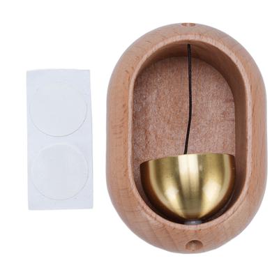 Shopkeepers Bell for Door Opening Brass Wood Decorative Doorbell Ornament with Double Sided Tape
